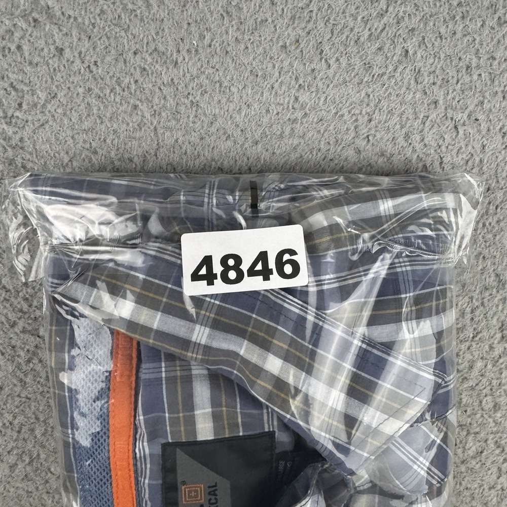 5.11 tactical Mens XL Button Up Long Sleeve Shirt Blue Plaid Pockets Workwear - Picture 10 of 10